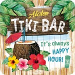 Glasunderlägg "Tiki bar", retromotiv. Beställ hos Ginza!