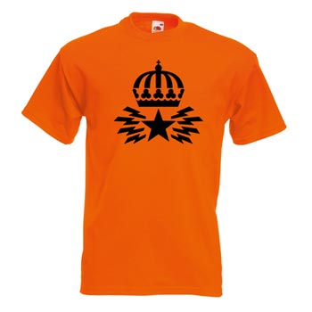 Orange T-shirt med coolt Televerket Logotryck i retrostil. T-shirten finns att beställa hos Ginza.