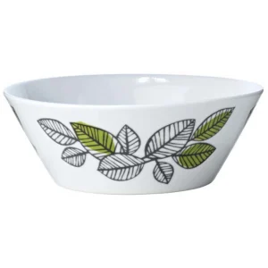 Unna dig en Eden-skål - beställ hos Bagaren och Kocken! Skål i vitt porslin, med mönster av glad i vitt och grönt i design av Sigrid Richter.